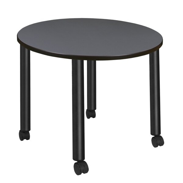Regency Kee Mobile Tables, 36 W, 36 L, 29 H, Wood, Metal Top, Grey TBMC36RNDGYBK - main